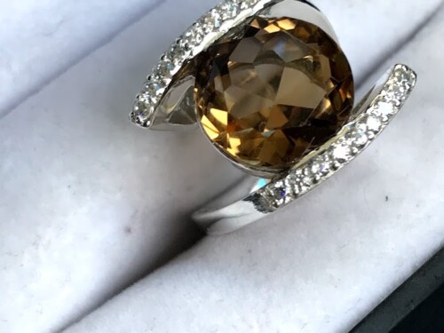 12mm Smokey topaz in silver split ring