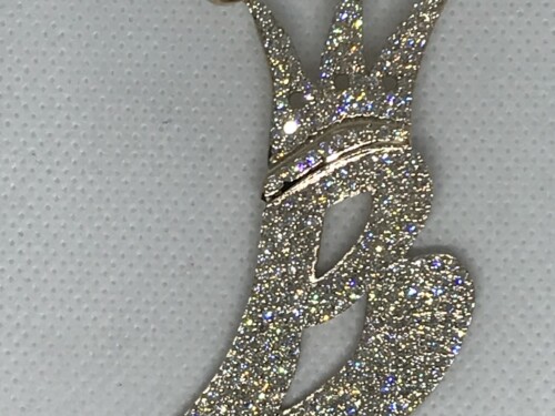 6 carats of diamonds on Gold B-crown Pendant