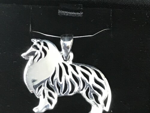 9ct White Gold Shetlan Dog Pendant