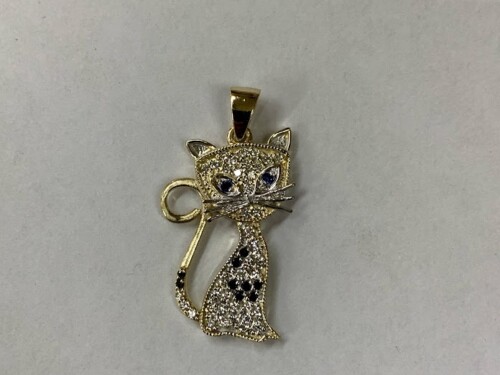 Gold cat and diamonds